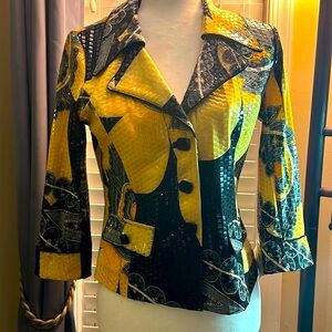 Clara S Black Yellow Cocktail Blazer Small